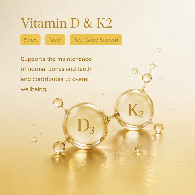 Vitamin D3 (as Cholecalciferol) · 25µg / 1000iu & Vitamin K2 (as MK-7) · 50µg