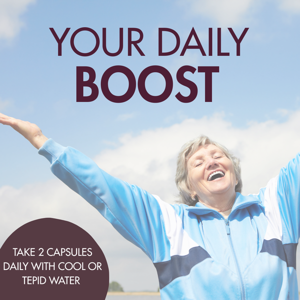 Your daily boost, take two capsules daily with cool or tepid water